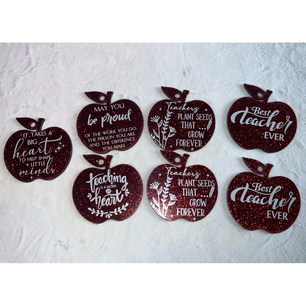 7 Apple, teacher appreciation ornaments, Christmas gift